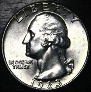 1963 Washington Quarter 25c US Coin 90% Silver Philadelphia Mint BU - Picture 1 of 2