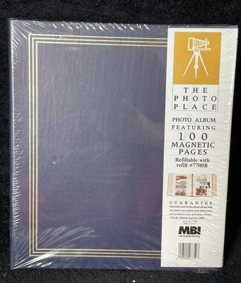 Photo Place MBI 100 Magnetic Page Photo Album Navy Blue Vtg SEALED 1990 7700R - Image 1 of 4