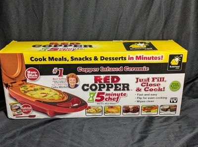 NEW Copper Red 5 Minute Chef Electric Meal Omelet Maker Infused Ceramic Cooker - Image 1 of 4