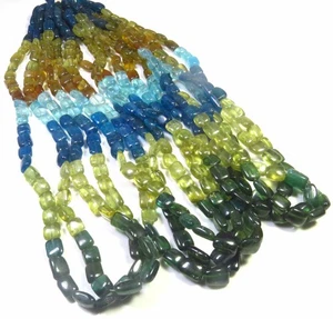 Apatite Smooth Baguette Gemstone 8"Strand Natural Apatite Multi Beads 6-8mm LC-2 - Picture 1 of 13