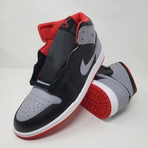 Nike Air Jordan 1 Mid Bred Shadow Black Red Shoes DQ8426-006 Men's Size 11 - Picture 1 of 11