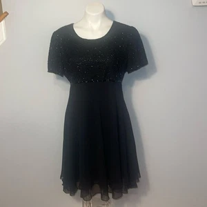 Laurence Kazar Neu mit Etikett Damen schwarz Kurzarm Perlen formelles Kleid. Groß. - Bild 1 von 15