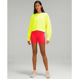 LULULEMON Perfectly Oversized Cropped Crew Neon Highlight Yellow Sz 6 {OO19} - Picture 1 of 6