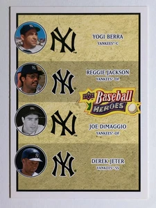 2008 Upper Deck Heroes #197 Yogi Berra/Reggie Jackson/Joe DiMaggio/Derek Jeter - Picture 1 of 2