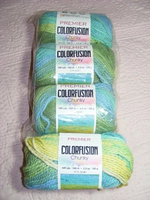 Premier ~ Cuatro (4) madejas Colorfusion hilo grueso en primavera Foto 1 de 4