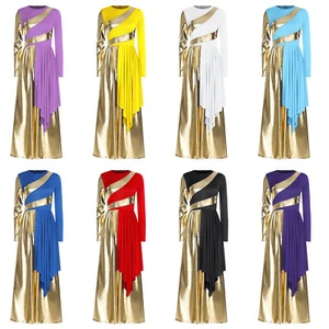 Women Jumpsuit Tunic Dancewear Patchwork Bodysuit Rompers Liturgical Wide-Leg - Picture 1 of 60
