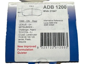 ADB PERFORMANCE BRAKE PAD REAR DB1200 for LANDCRUISER 75 79 76 SERIES 4.5L TD V8 - Picture 1 of 5