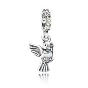New 100% Genuine Authentic Pandora Silver Dove of Peace Dangle Charm 791394CCZ - Picture 1 of 9