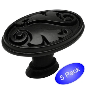 *Confezione da 5* Cosmas Cabinet Hardware manopole piatte nere floreali #4297FB - Foto 1 di 1