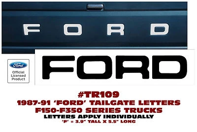 TR109 1987 1988 1989 1990 1991 FORD STYLESIDE F150 F250 F350 - TAILGATE  LETTERS - Image 1 of 2