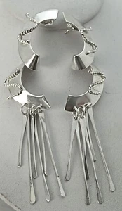 Extraordinary 1980's Belladonna Handcrafted 4-3/4" Long Dangle Pierced Earrings - Picture 1 of 8