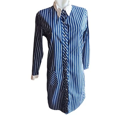 11 Juniors True Vintage Shirt Dress 1960's Striped Mod Garage Band Button-Down - Image 1 of 4