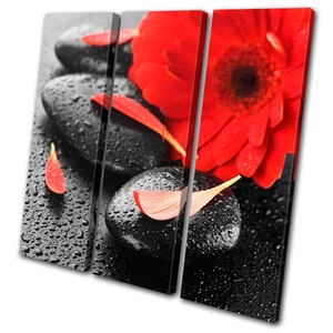Bathroom Floral Pebbles TREBLE CANVAS WALL ART Picture Print VA - Picture 1 of 1