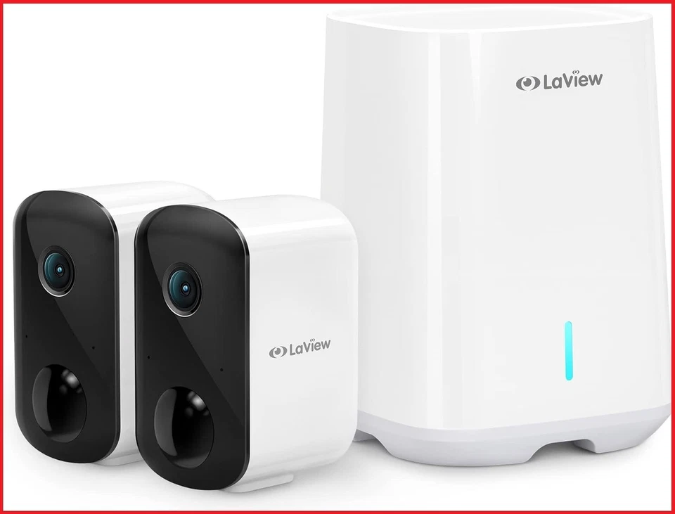 2Pk LaView 3MP Wireless Camera Home Security 2K Battery Powered Wifi NightVision - Image 1 of 1