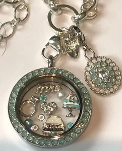 ❤️ORIGAMI OWL ~ SUPER WEDDING GIFT ~ LOCKET CHAIN CHARMS & DANGLE PACIFIC OPAL❤️ - Picture 1 of 10