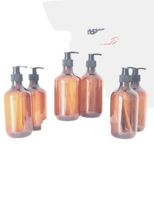 16,5 Unzen Bernstein Boston PET Plastikflaschen mit schwarzer Lotion Pumpe 6er Pack - Bild 1 von 5