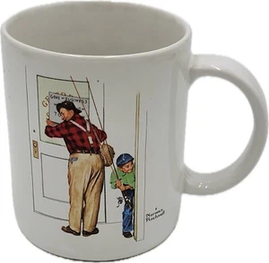 Vtg Closed for Business by Norman Rockwell 1987 Coffee Mug Cup Gone Fishing Core - Picture 1 of 5