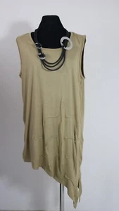 Basic Top Shirt Tunika Stretch Gr. 46 48 asymmetrisch Raffungen beige - Bild 1 von 5