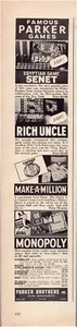 Print Ad Parker Brtothers Games 1946 Monopoly Quarter-Page Magazine 2"x12" - Picture 1 of 1