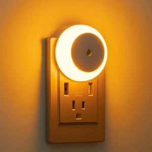 Bernstein LED Nachtlicht Licht Sensor Steckdose Nachtlicht Nachtlampe Lampe - Bild 1 von 8