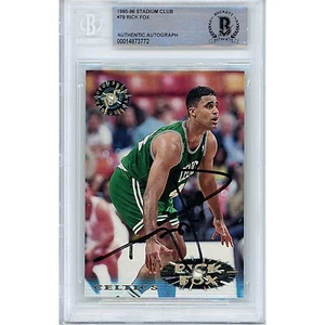 1995-96 Stadium Club #79 Rick Fox Signed Card AUTO Beckett BAS Slabbed Celtics - Picture 1 of 5