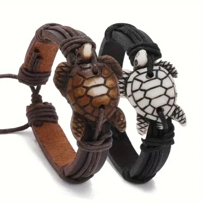 Pulsera Tortuga Joyería Imitación Cuero Trenzado Sello Vida No Magnética Foto 1 de 4