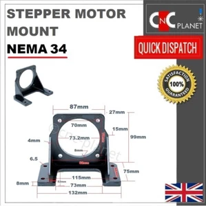 Nema 34 Stepper Motor Mount 86mm Bracket Base Horizontal Black CNC UK FAST - Picture 1 of 3