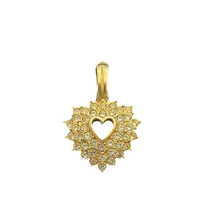 Vintage Charm Anhänger offenes Herz goldfarben pave Kristalle Strass signiert römisch - Bild 1 von 3