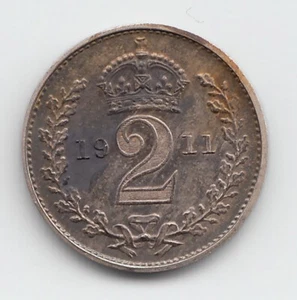 Very Rare George V 1911 Proof Silver Maundy Two Pence 2d - Picture 1 of 2
