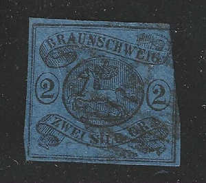 BRUNSWICK STAMP #2 -- 2sgr LEAPING HORSE -- 1852 -- USADO - Imagen 1 de 2