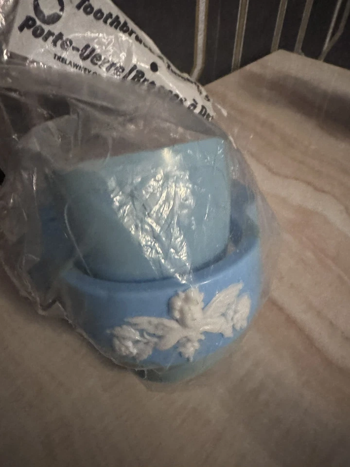 Vintage Blue And White Toothbrush Holder And Tumbler - Image 1 of 2