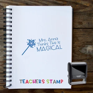 Teacher Stamp -Custom Teacher Self ink Stamp - Trodat 4915-1" x 2-3/4" BLACK - Picture 1 of 1