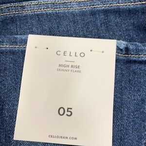 Cello Skinny Flared Jeans Womens Size 5 Blue Denim High Rise 5 Pockets Design