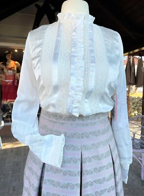 Spieth & Wensky Trachtenbluse Tivoli, Trachten Bluse, offwhite, Gr. 48, Satin - Bild 1 von 4