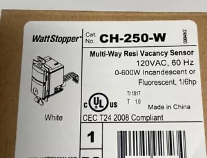 WATTSTOPPER CH-250-W Sensore di Vacanza Resi Muti-Way 600W, Bianco, Nuovo CALLIE-31 - Foto 1 di 2