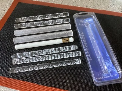Collection of 9 acrylic mini embossing rolling pins ideal for cupcakes - Image 1 of 4