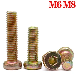 M6 M8 Color Zinc Flat Head Hex Socket Hexagon Furniture Bolts Connector Fastener - Picture 1 of 11