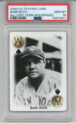 2000 U.S. PLAYING CARD ALL CENTURY TEAM ACE OF SPADES BABE RUTH PSA 10 LOW POP - Image 1 of 2