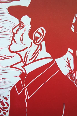 Linolschnitt nach Selbstbildnis Heinrich Vogeler, Worpswede, signiert T. Ehmke - Bild 1 von 4