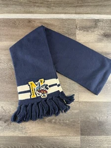 Vintage Disney Parks Authentic Navy Blue & White Winter Scarf Mickey Mouse "M" - Picture 1 of 6