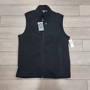 NWT Van Heusen Black Weekend Fleece Zip Front Men's Vest Sz Small Chest Pocket - Picture 1 of 8