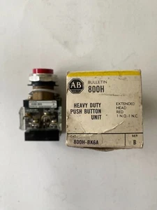 Allen Bradley 800H-BK6A Red Extended Head Push Button - Picture 1 of 3