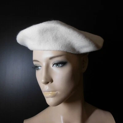 N9327 Beret Hat White Vintage Fashion Adult Unisex - Image 1 of 4