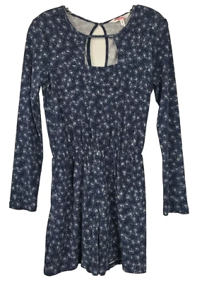 Mameluco para mujer BCBGeneration XS azul floral envolvente espalda manga larga BOHO coqueta Foto 1 de 4