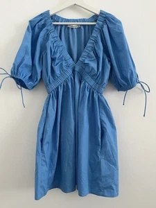 abercrombie fitch Blue Poplin Babydoll Dress Sz Small - Picture 1 of 6