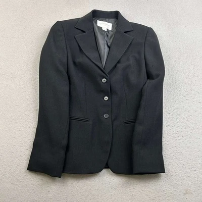 Liz Claiborne Blazer 女式 2P 黑色夹克纽扣长袖 — 第 1/4 张图片