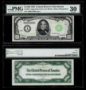 FR.#2211-A DGS  $1000 1934 Federal Reserve Note, BOSTON,MA  PMG VERY FINE 30 - Picture 1 of 1