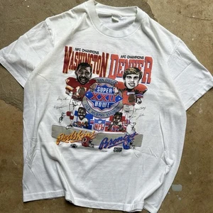 Vintage Washington Redskins Denver Broncos Super Bowl XXII Caricature T-Shirt M - Picture 1 of 15