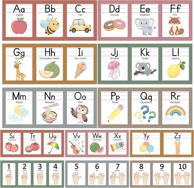 COCHIE Alfabeto Boho para Decoraciones de Pared de Aula Jardín de Infantes Preescolar, A Foto 1 de 4