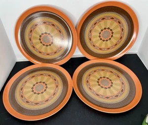 4 piatti vintage anni 60 Laguna Melmac arancione sud-ovest azteco MCM Boho USA melamina - Foto 1 di 10